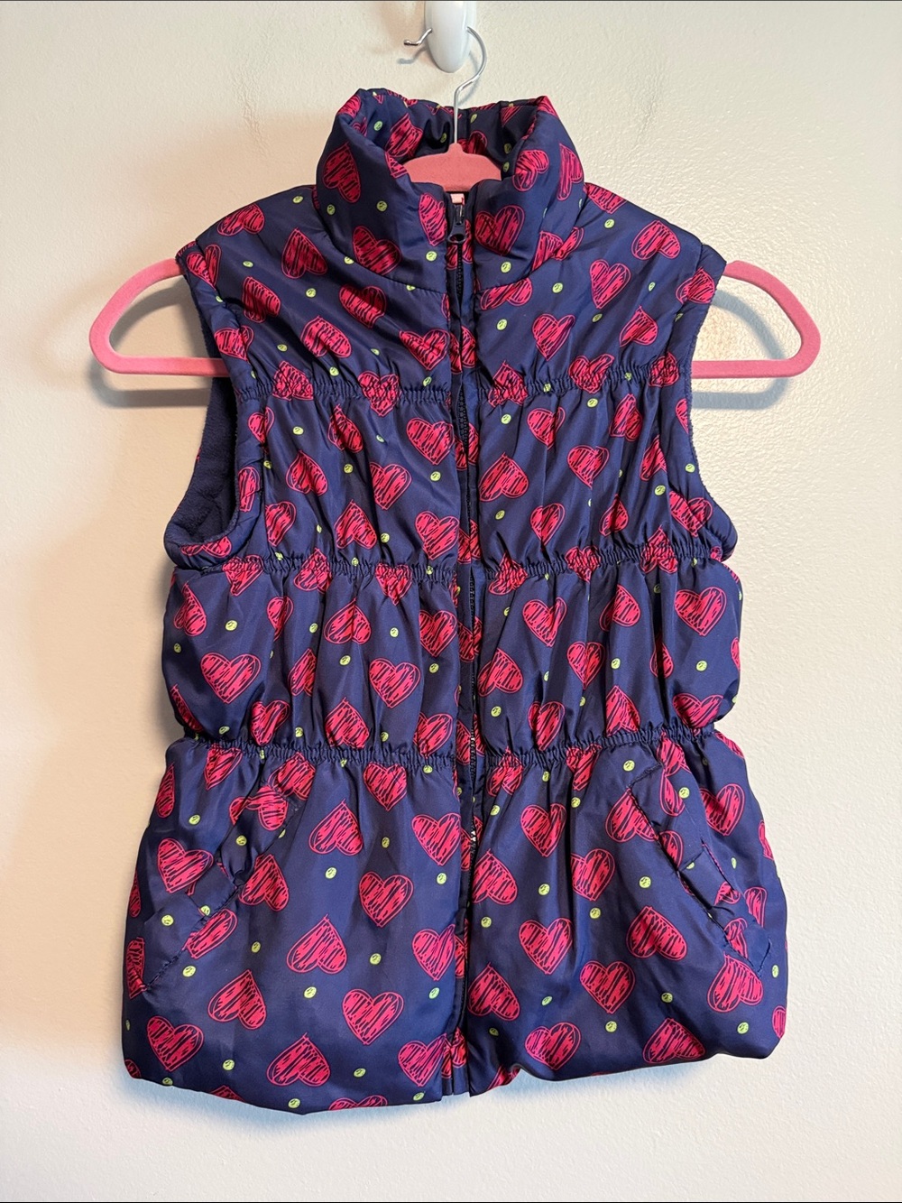 Beverly Hills Princess Navy Heart Print Puffer Vest Size 10